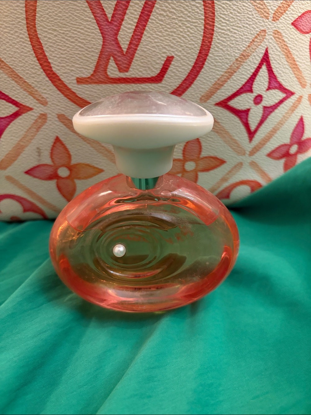 Tommy Bahama Coral Pink Glass Body Fragrance Bottle